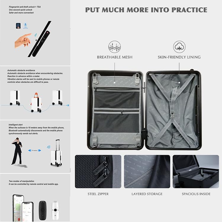 Smart Auto Follow Rideable Suitcase For Travel - The Superstacks