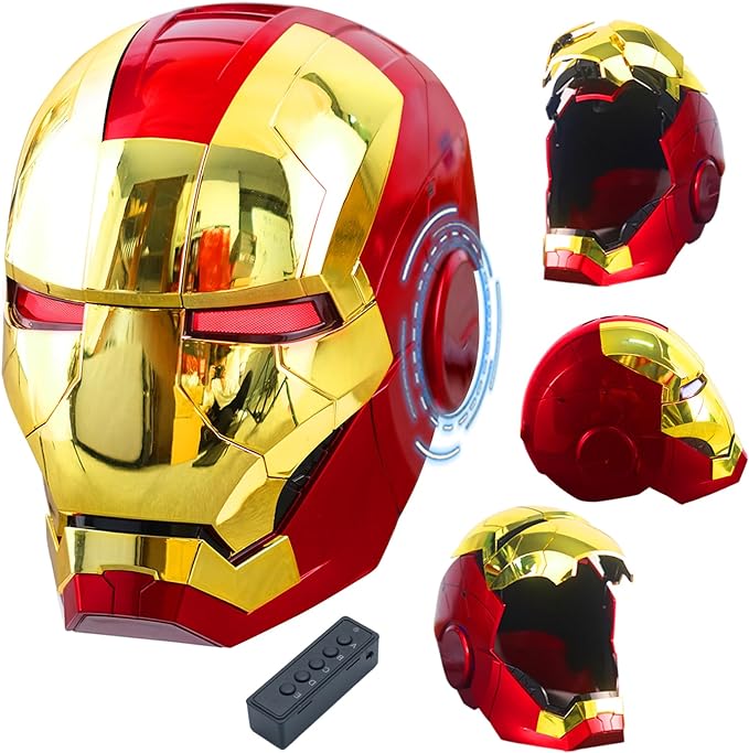 Gold Iron-man Helmet - Exciting! LED eyes voice control open/close. - The Superstacks