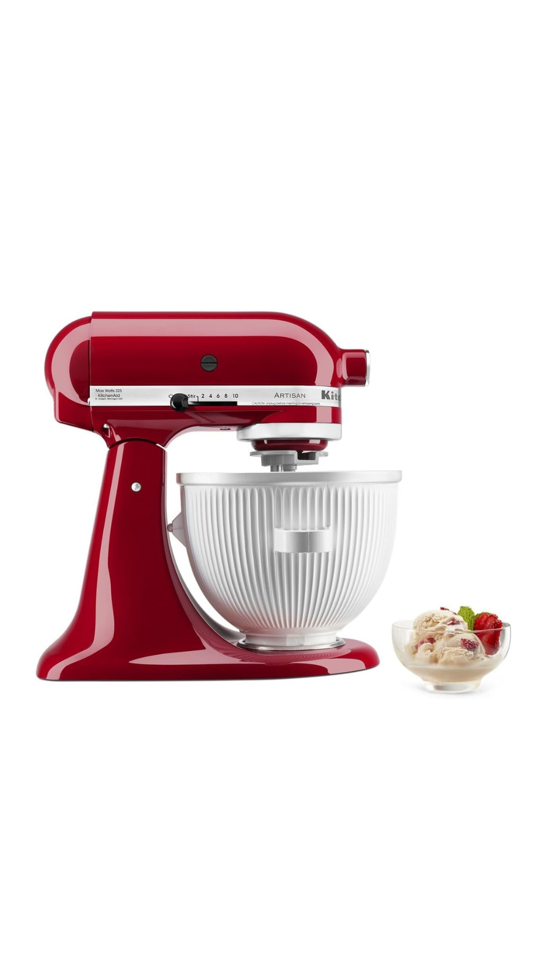 KitchenAid Ice Cream Maker Attachment Stand Mixer, 2 Quart, White