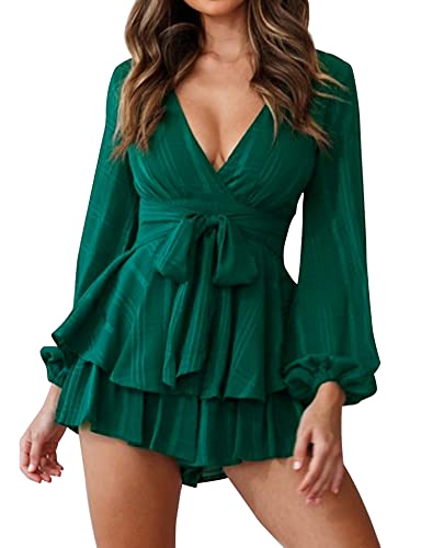 Double-Layer Floral Romper with Waist Tie