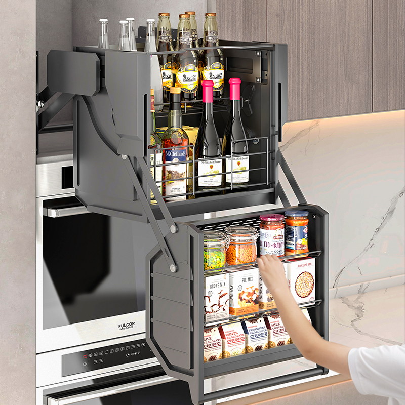 The 28" Pull Down Cabinet Organizer Brings Everything right to You with a Smooth, Easy Lift. 🏠✨