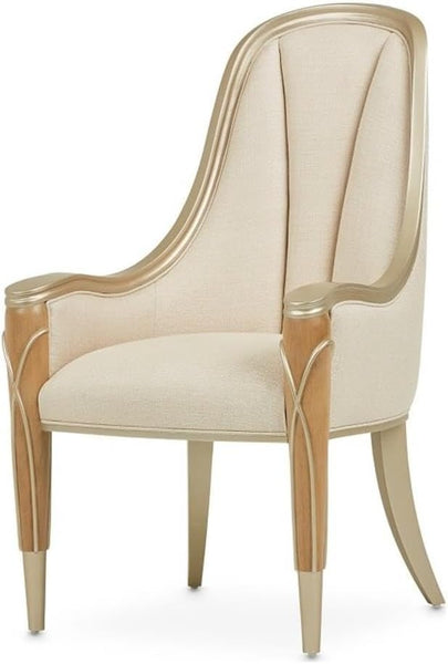 Dine Like Royalty with the MICHAEL AMINI Villa Cherie Arm Chair – Caramel Elegance!