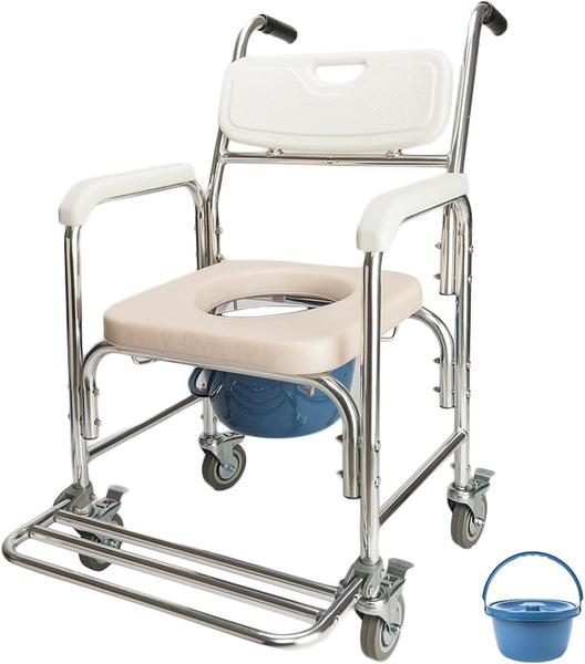 4-in-1 Mobility & Comfort – The Ultimate Bedside Commode Wheelchair! 🚑