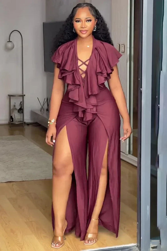 Turn Every Head in the Room – The Burgundy Power Jumpsuit is Here! 🔥