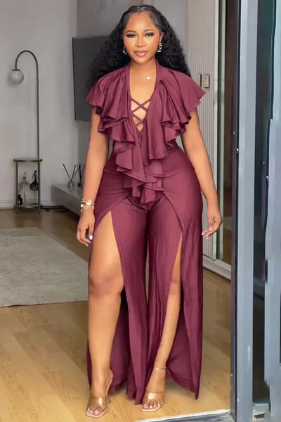 Turn Every Head in the Room – The Burgundy Power Jumpsuit is Here! 🔥