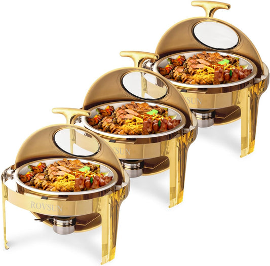 ROVSUN 6 QT Chafing Dish 3-Pack Review: Is This Gold Roll-Top Buffet Set Worth It? 🍲