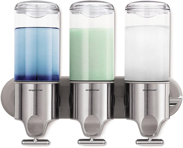 simplehuman Triple Wall-Mounted Soap Dispenser – Sleek, Organized, and Rustproof
