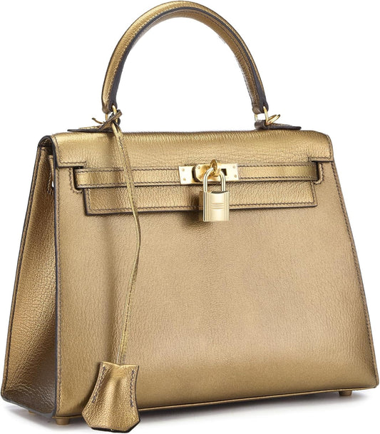 Hermès Pre-Loved Metallic Gold Chèvre Kelly Sellier 25cm Review | Luxury Investment Bag 👜