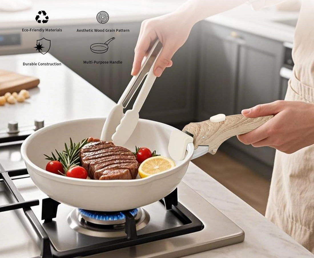 Cook Smarter: Universal Removable Wood-Like Handles for Any Pan