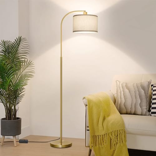 Golden Glow Adjustable LED Arc Floor Lamp
