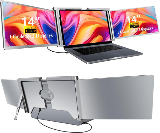 Boost Your Workstation - 14 inch Tri screen portable laptop extender - The Superstacks