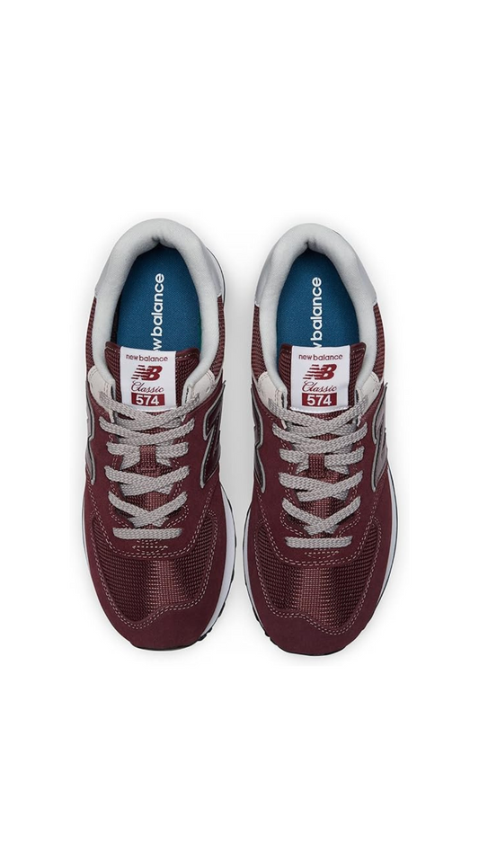 New Balance Men's 574 Core Sneaker, Burgundy/White, 10.5