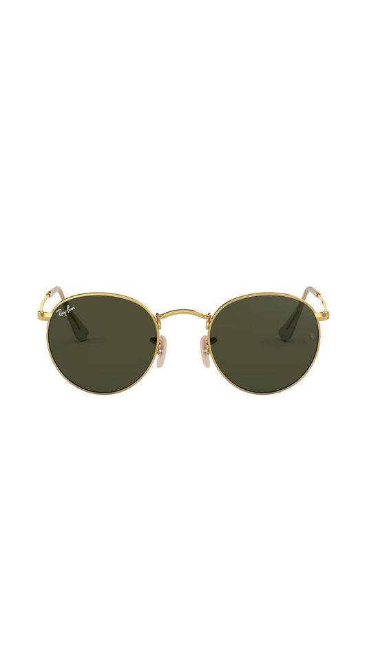 Ray-Ban Rb3447 Round Metal Sunglasses, Gold/G-15 Green, 53 mm