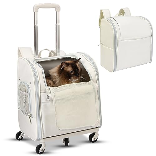 Rolling Travel Carrier Backpack for Cats, Dogs, and Pets
