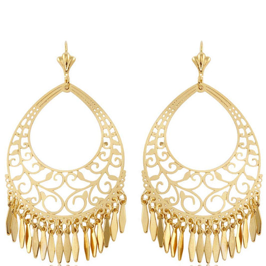Gold Filigree Chandelier Earrings