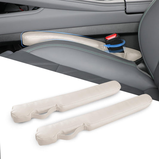 Car Seat Gap Filler - Universal, 2 Sets, Beige, Prevents Items from Dropping