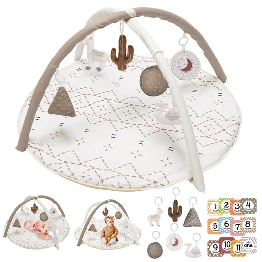 Baby Play Mat with Toys, Milestone Cards - Sensory Development Gym