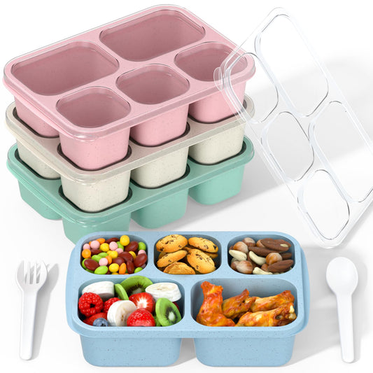 Bento Bliss Lunch Box - 4 Pack, 5-Compartment, Reusable, Stackable