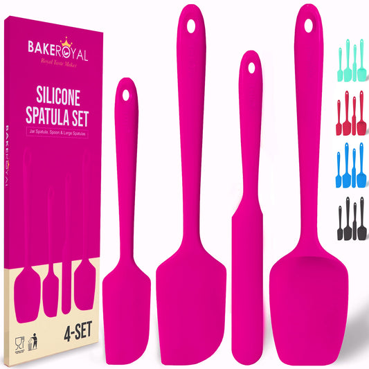 BakeRoyal 4-Piece Silicone Spatula Set, Heat Resistant, Seamless Design