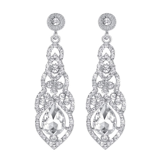 Clear Crystal Teardrop Dangle Earrings