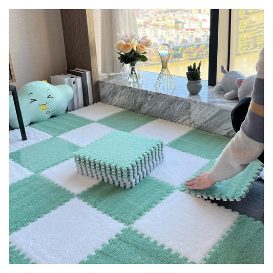 Interlocking Foam Shaggy Soft Carpet Tiles 🏡✨